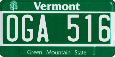 VT license plate OGA516