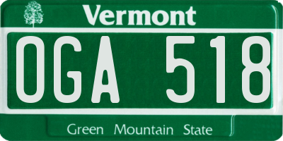 VT license plate OGA518