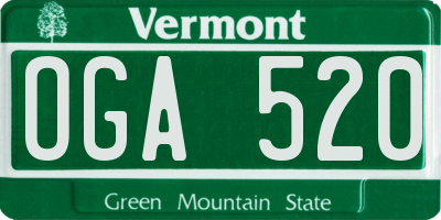 VT license plate OGA520