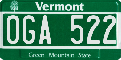 VT license plate OGA522