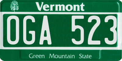 VT license plate OGA523