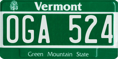 VT license plate OGA524