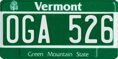 VT license plate OGA526