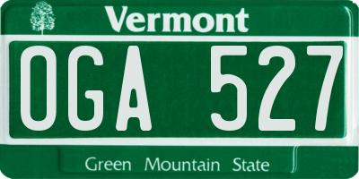 VT license plate OGA527