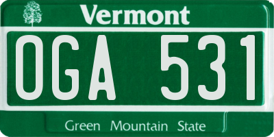 VT license plate OGA531