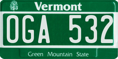 VT license plate OGA532