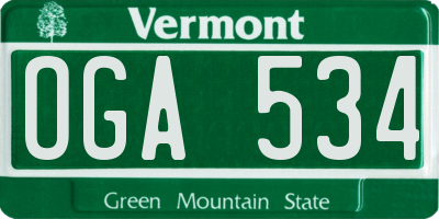 VT license plate OGA534