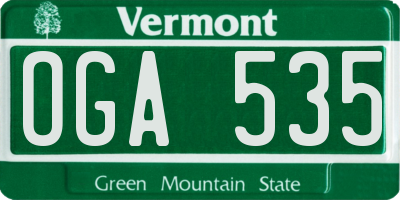 VT license plate OGA535