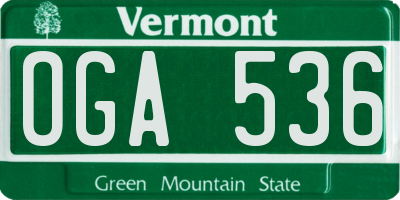 VT license plate OGA536