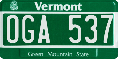 VT license plate OGA537