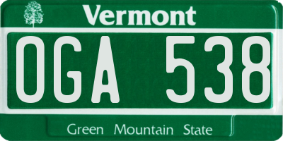 VT license plate OGA538