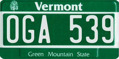 VT license plate OGA539