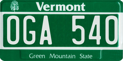 VT license plate OGA540
