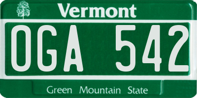 VT license plate OGA542