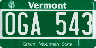 VT license plate OGA543