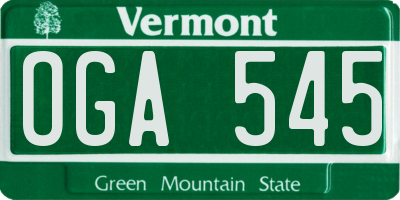 VT license plate OGA545