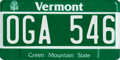 VT license plate OGA546