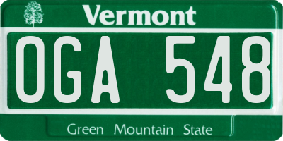 VT license plate OGA548