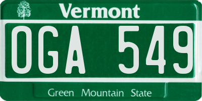 VT license plate OGA549