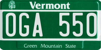VT license plate OGA550