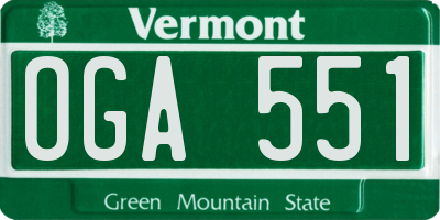 VT license plate OGA551