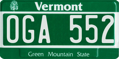 VT license plate OGA552