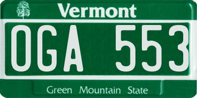 VT license plate OGA553