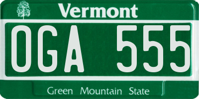 VT license plate OGA555
