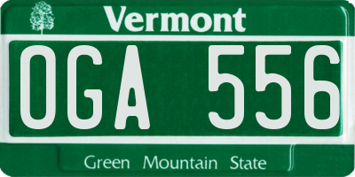 VT license plate OGA556