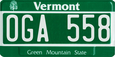 VT license plate OGA558
