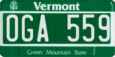 VT license plate OGA559
