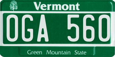 VT license plate OGA560