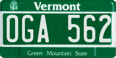 VT license plate OGA562