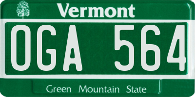 VT license plate OGA564