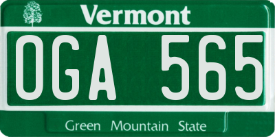 VT license plate OGA565