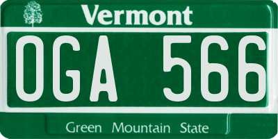 VT license plate OGA566