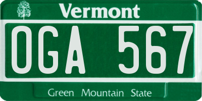 VT license plate OGA567