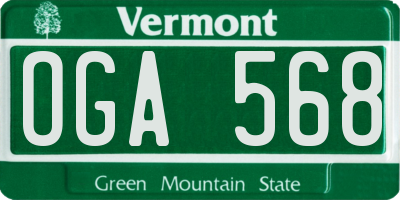 VT license plate OGA568