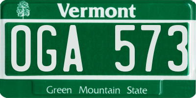VT license plate OGA573