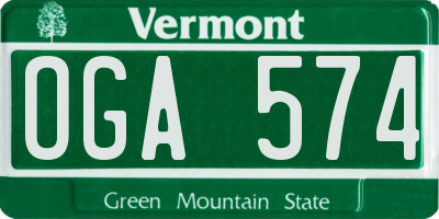 VT license plate OGA574