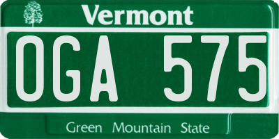 VT license plate OGA575