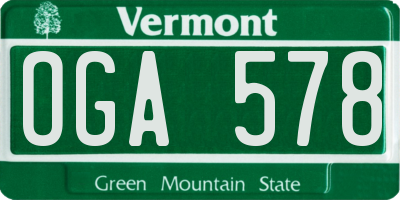 VT license plate OGA578