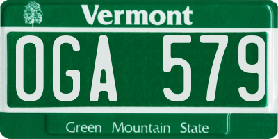 VT license plate OGA579