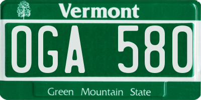 VT license plate OGA580