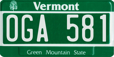 VT license plate OGA581
