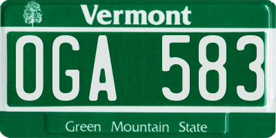 VT license plate OGA583