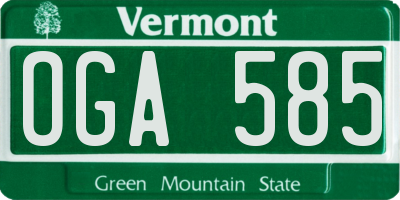 VT license plate OGA585