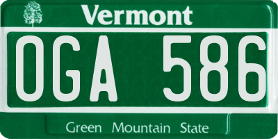 VT license plate OGA586