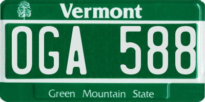 VT license plate OGA588