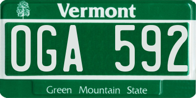 VT license plate OGA592